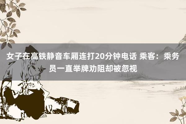 女子在高铁静音车厢连打20分钟电话 乘客：乘务员一直举牌劝阻却被忽视