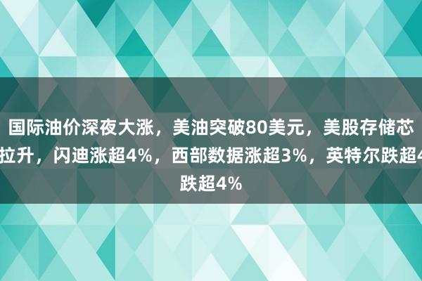 国际油价深夜大涨，美油突破80美元，美股存储芯片拉升，闪迪涨超4%，西部数据涨超3%，英特尔跌超4%