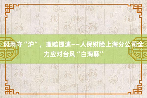 风雨守“沪”，理赔提速——人保财险上海分公司全力应对台风“白海豚”