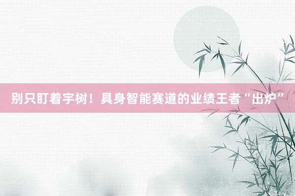 别只盯着宇树！具身智能赛道的业绩王者“出炉”