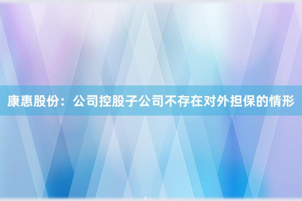 康惠股份：公司控股子公司不存在对外担保的情形