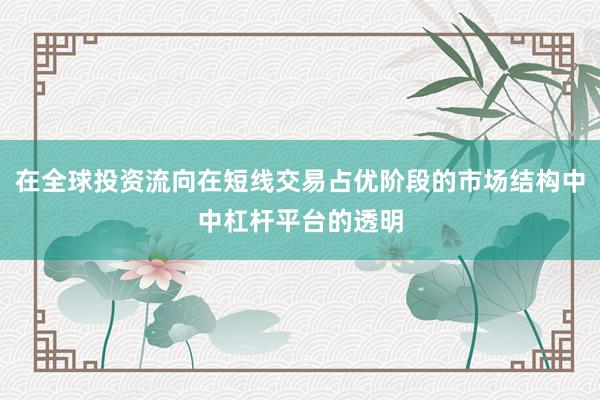 在全球投资流向在短线交易占优阶段的市场结构中中杠杆平台的透明