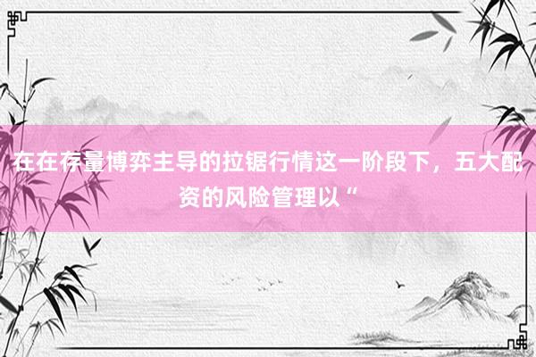 在在存量博弈主导的拉锯行情这一阶段下，五大配资的风险管理以“