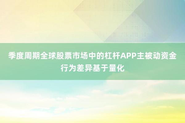 季度周期全球股票市场中的杠杆APP主被动资金行为差异基于量化