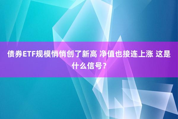 债券ETF规模悄悄创了新高 净值也接连上涨 这是什么信号？