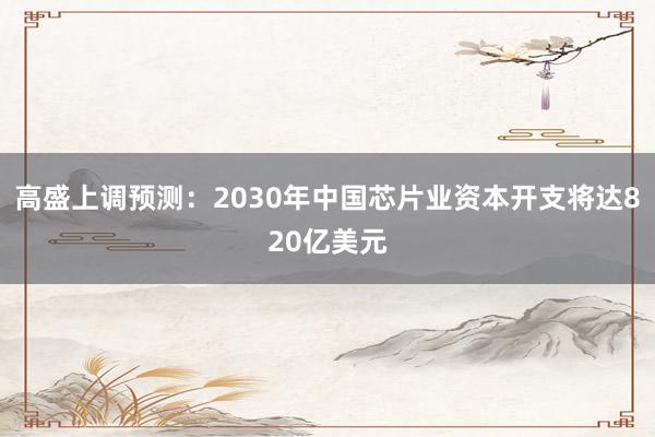 高盛上调预测：2030年中国芯片业资本开支将达820亿美元