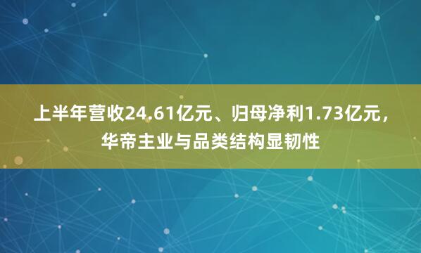 上半年营收24.61亿元、归母净利1.73亿元，华帝主业与品类结构显韧性